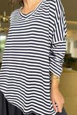 Made in Italy Perfect Breton V Long Sleeve Top Navy - ** 